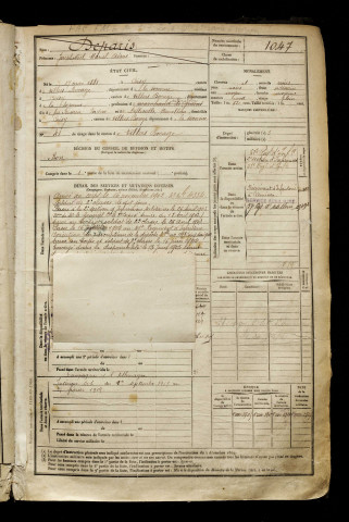 Deparis, Joseph Noël Marcel Aimé, né le 27 mai 1881 à Coisy (Somme), classe 1901, matricule n° 1047, Bureau de recrutement d'Amiens