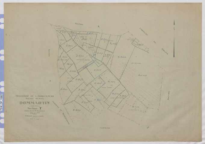 Plan du cadastre rénové - Dommartin : section T