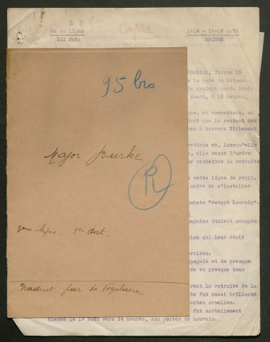 Témoignage de Burke (Major) et correspondance avec Jacques Péricard