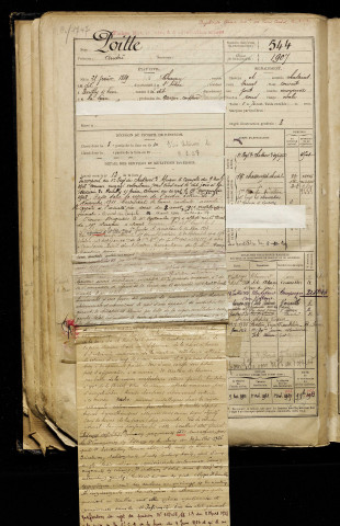 Poitte, André, né le 25 février 1889 à Chauny (Aisne), classe 1909, matricule n° 544, Bureau de recrutement de Péronne