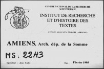 Abbaye de Saint-Acheul à Amiens. Ancien 2. "Copie du cartulaire" avec tables. Pièces depuis 1085. (copie)