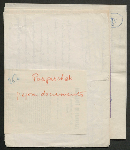 Témoignage de Pospischek, Frédéric (Maréchal des logis - Chef artificier) et correspondance avec Jacques Péricard