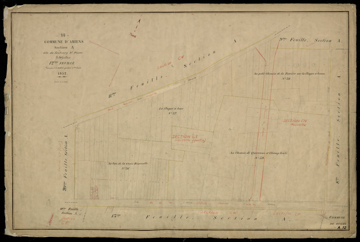 Plan du cadastre napoléonien - Amiens : Faubourg Saint Pierre (Le), A12