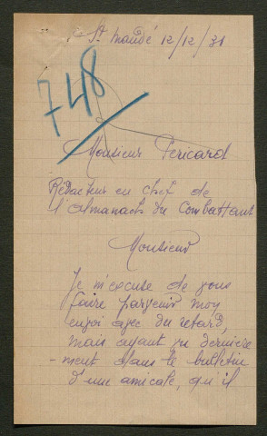 Témoignage de Dubourg et correspondance avec Jacques Péricard