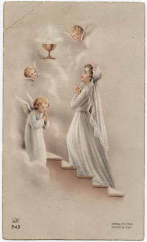 Souvenir de communion de Chantal Brard, église de Saint-Pierre à Sarcelles, le 24 mai 1959