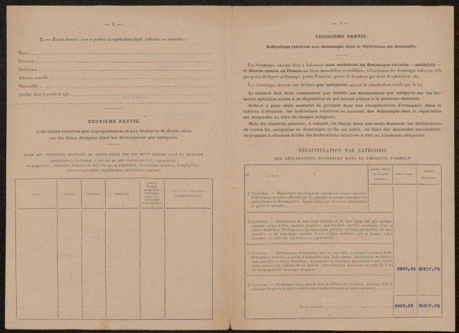 Cléry-sur-Somme. Demande d'indemnisation des dommages de guerre : dossier Boucq-Gorrier