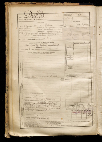 Duflos, Désiré Arthur, né le 31 janvier 1876 à Lucheux (Somme), classe 1896, matricule n° 94, Bureau de recrutement d'Abbeville