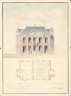 Ecole mixte, logement de l' instituteur et salle de mairie : dessin de Paul Delefortrie