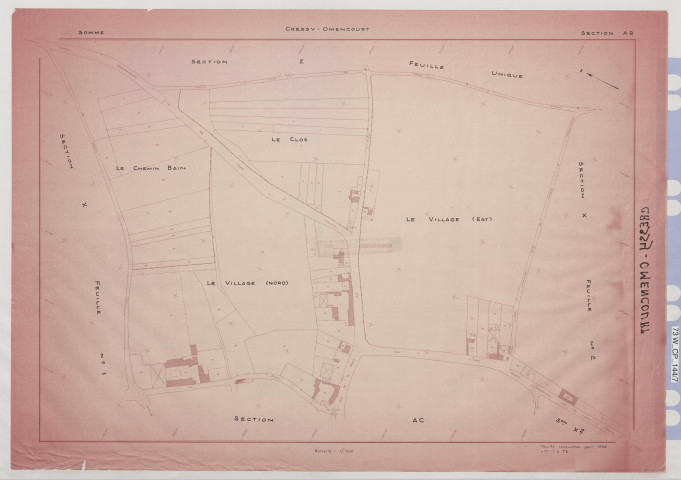 Plan du cadastre rénové - Cressy-Omencourt : section AB