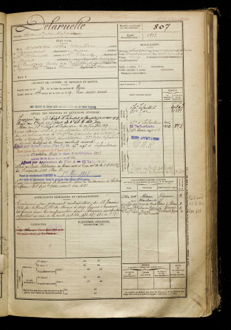 Delaruelle, Louis Jules Alphonse, né le 09 octobre 1895 à Étreillers (Aisne), classe 1915, matricule n° 807, Bureau de recrutement de Péronne