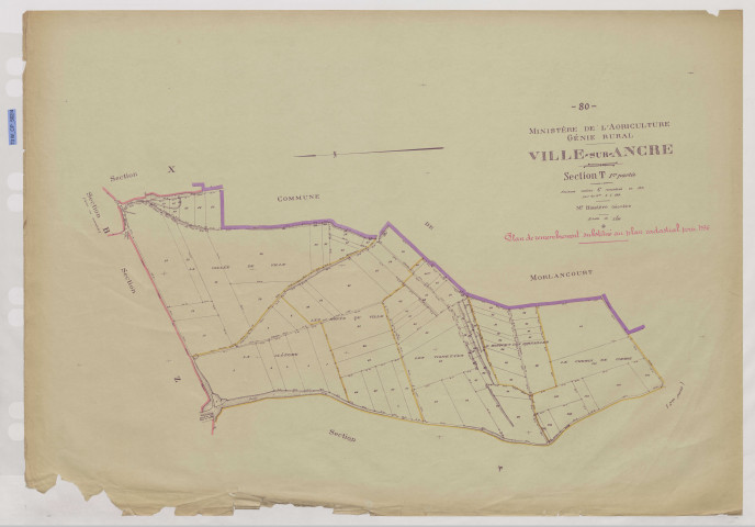 Plan du cadastre rénové - Ville-sur-Ancre : section T1