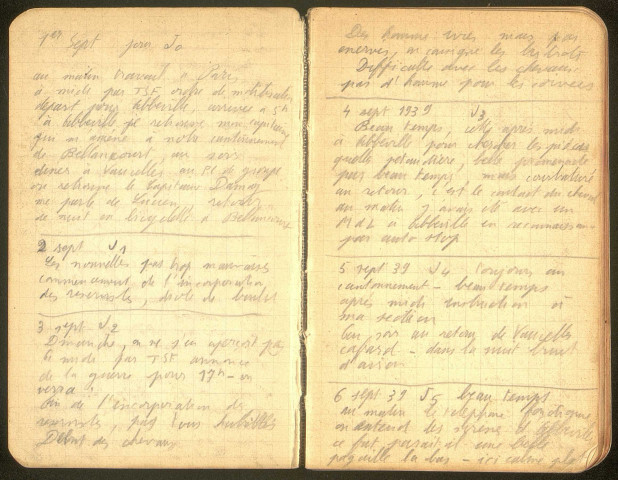 1er carnet de guerre et de captivité de Henry Damay du 1er septembre 1939 au 5 octobre 1940