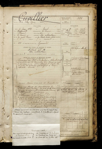 Cuvillier, Claude Valery Cyprien, né le 06 juin 1879 à Tours-en-Vimeu (Somme), classe 1899, matricule n° 299, Bureau de recrutement d'Abbeville