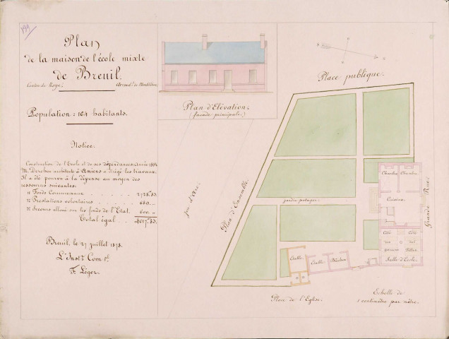 Breuil. Plan de la maison d'école mixte