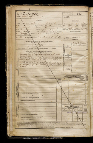 Soyez, Albert Auguste, né le 14 mai 1872 à Amiens (Somme), classe 1892, matricule n° 530, Bureau de recrutement d'Amiens