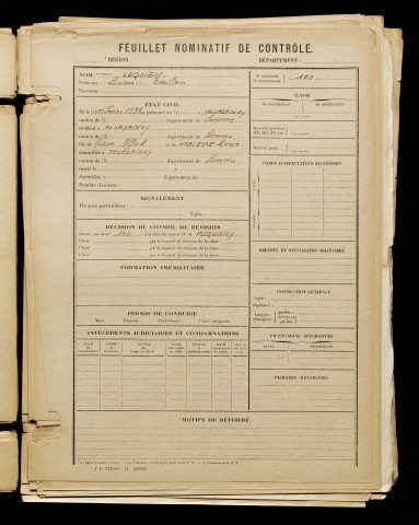 Lequien, Lucien Emilien, né le 11 février 1898 à Fourdrinoy (Somme), classe 1918, matricule n° 100, Bureau de recrutement d'Amiens