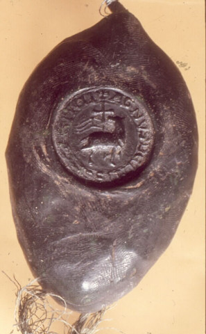 Contre-sceau de Geoffroi d'Eu, évêque d'Amiens figurant l'agneau mystique