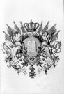 Emblème de la Monarchie de Juillet. Au centre, la Charte constitutionnelle de 1830