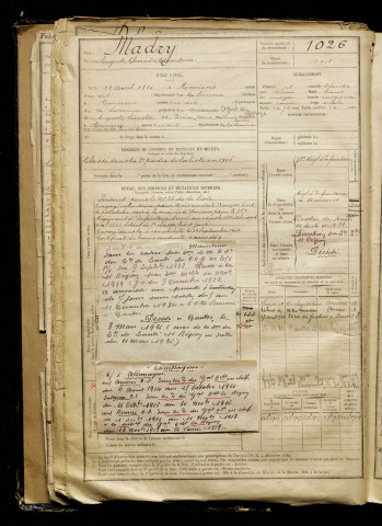 Madry, Auguste Alexandre Edouard, né le 13 avril 1885 à Amiens (Somme), classe 1905, matricule n° 1026, Bureau de recrutement d'Amiens