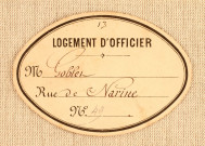Plaque de réquisition de logement d'officier chez M. Goblet, 49 rue de Narine à Amiens