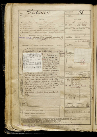 Podevin, Gaston Henri, né le 25 juin 1889 à Beauval (Somme), classe 1909, matricule n° 58, Bureau de recrutement d'Abbeville