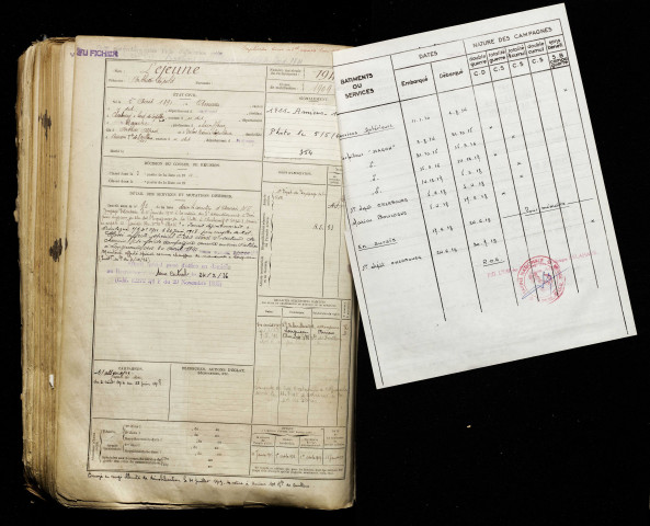 Lejeune, Arthur Léopold, né le 05 août 1891 à Amiens (Somme), classe 1911, matricule n° 194, Bureau de recrutement d'Amiens