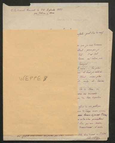 Témoignage de Weppe (Abbé), C. et correspondance avec Jacques Péricard