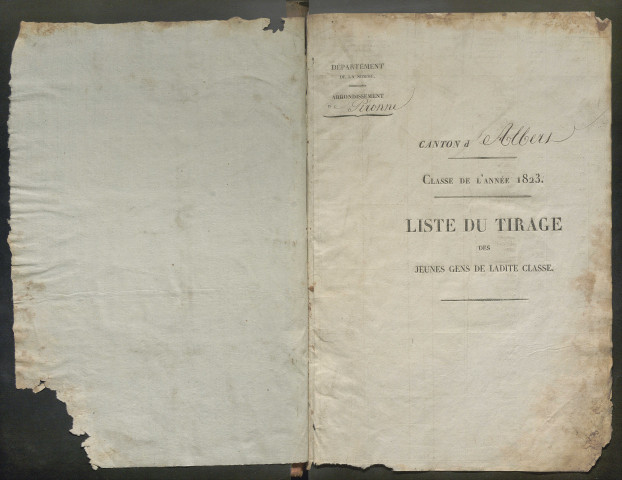 Tirage au sort (arrondissement de Péronne) de l'année 1823