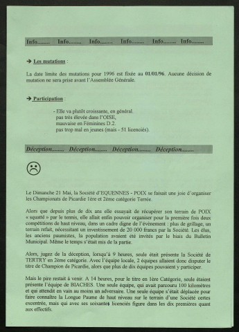 Longue Paume Infos (numéro 14), bulletin officiel de la Fédération Française de Longue Paume