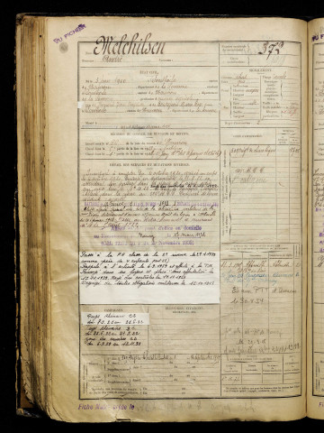 Melchilsen, André, né le 03 juin 1900 à Ponthoile (Somme), classe 1920, matricule n° 372, Bureau de recrutement d'Abbeville