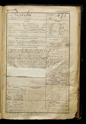 Ponche, Georges Emile Martin, né le 11 novembre 1899 à Cambron (Somme), classe 1919, matricule n° 471, Bureau de recrutement d'Abbeville