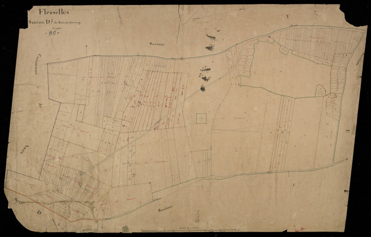 Plan du cadastre napoléonien - Flesselles : Bois de Gressey (Le), D1