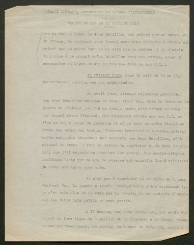 Témoignage de Leyraud, A. (Lieutenant colonel) et correspondance avec Jacques Péricard