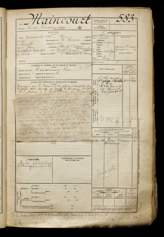 Maincourt, Charles François Nicolas, né le 09 novembre 1892 à Rue (Somme), classe 1912, matricule n° 583, Bureau de recrutement d'Abbeville