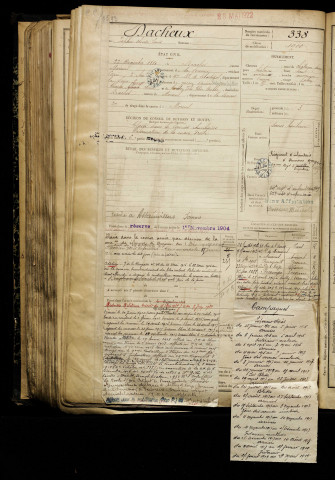 Dacheux, Zéphir Olivier Louis, né le 22 décembre 1880 à Braches (Somme), classe 1900, matricule n° 338, Bureau de recrutement de Péronne