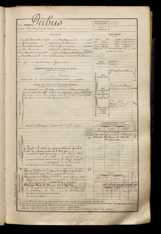 Dubus, Léopold Joseph Louis, né le 24 décembre 1875 à Bouillancourt-en-Séry (Somme), classe 1895, matricule n° 1137, Bureau de recrutement d'Abbeville