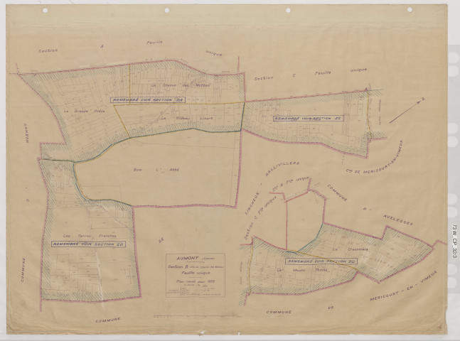 Plan du cadastre rénové - Aumont : section B