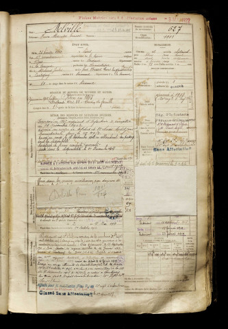 Delville, Henri Alexandre Ernest, né le 26 février 1881 à Paris 11e Arrondissement (Paris), classe 1901, matricule n° 627, Bureau de recrutement de Péronne