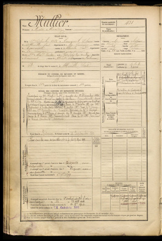 Mullier, Moïse Alexandre, né le 01 septembre 1865 à Eaucourt-sur-Somme (Somme), classe 1885, matricule n° 431, Bureau de recrutement d'Abbeville