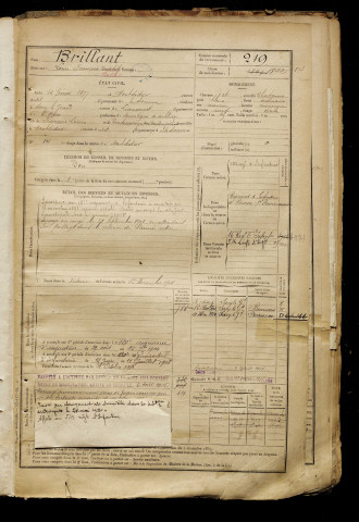 Brillant, Louis François Basile, né le 12 février 1877 à Montdidier (Somme), classe 1897, matricule n° 219, Bureau de recrutement de Péronne