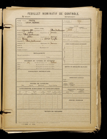 Patte, Lucien Georges, né le 06 janvier 1898 à Villers-Bretonneux (Somme), classe 1918, matricule n° 272, Bureau de recrutement d'Amiens