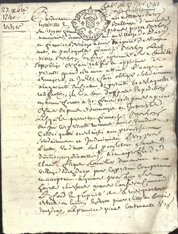 Etude de Me Jean-Baptiste Deligny à Amiens (étude n°5). Minutes des années 1740