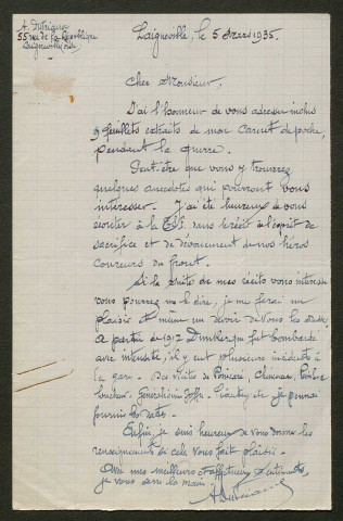 Témoignage de Dutriaux, A. et correspondance avec Jacques Péricard