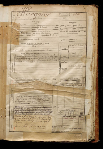 Wargnier, Alphonse Joseph, né le 13 mai 1872 à Yzengremer (Somme), classe 1892, matricule n° 1210, Bureau de recrutement d'Abbeville