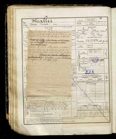 Marlier, Maurice Fernand, né le 25 avril 1896 à Beaurevoir (Aisne), classe 1916, matricule n° 45, Bureau de recrutement d'Amiens