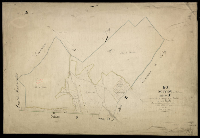 Plan du cadastre napoléonien - Nouvion : Bois de Nouvion et de Carbonné (les), A