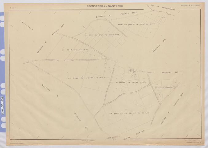 Plan du cadastre rénové - Dompierre-en-Santerre : section X