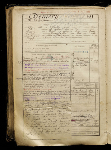 Démory, Théophile Henri Nicolas, né le 02 juin 1889 à Barleux (Somme), classe 1909, matricule n° 468, Bureau de recrutement de Péronne