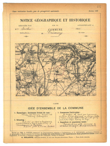 Crémery : notice historique et géographique sur la commune