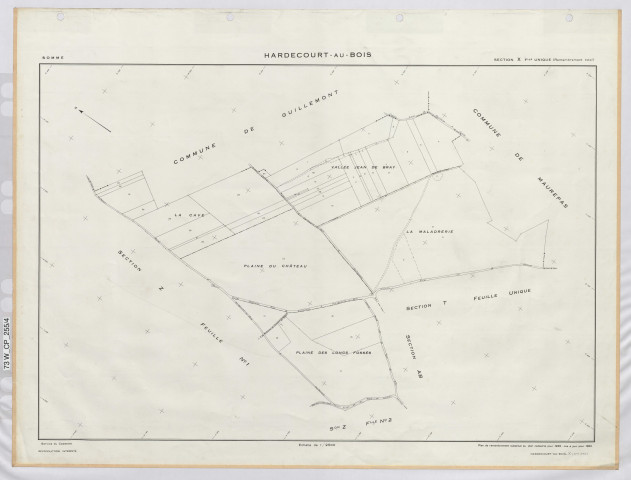 Plan du cadastre rénové - Hardecourt-au-Bois : section X